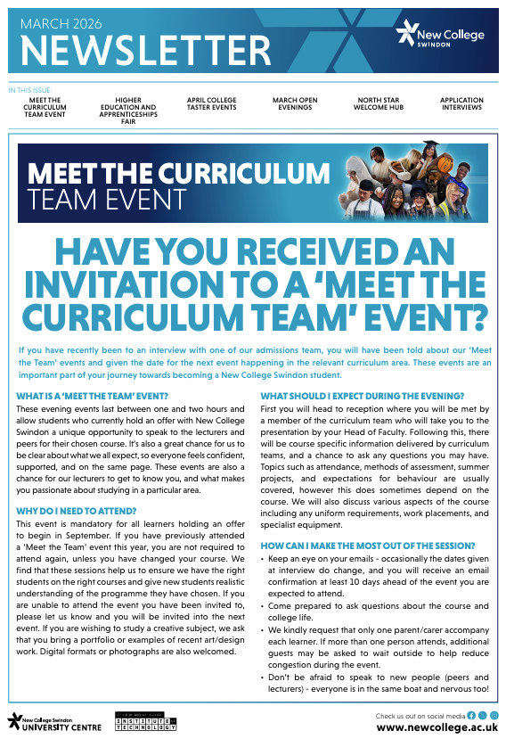 New College Swindon Newsletter